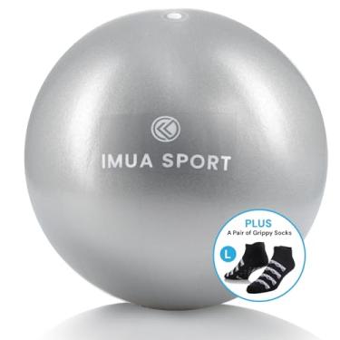 Imagem de Imua Sport Bola de barra com meias aderentes (G) - Bola de exercícios pequena de 23 cm para barra, ioga, pilates e mais com um par de meias aderentes (grande) - Guia de treino incluído