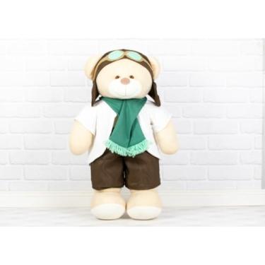 Imagem de PELUCIA PORTA FRALDA URSO AVIADOR CLASSICO 65 CM - ENFEITE QUARTO DO BEBE (VERDE AVENCA)