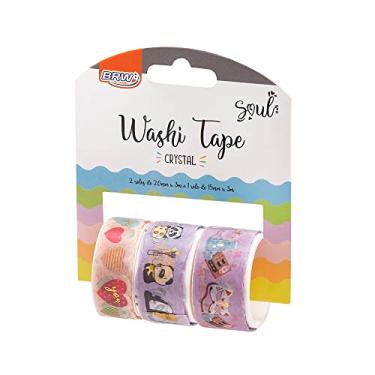 Imagem de BRW Fita Adesiva Washi Tape Cristal Roxo 15/20mmx3m 3 Unidades