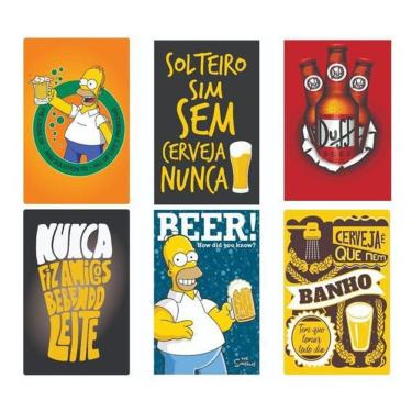 Imagem de Kit 6 Placas Decorativas Beer Cerveja Homer Simpson Duff