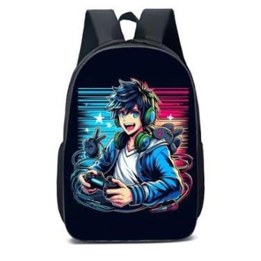 Imagem de MOCHILA ESCOLA INFANTIL JUVENIL ANIME MENINO JOGANDO VIDEO GAME-Unissex