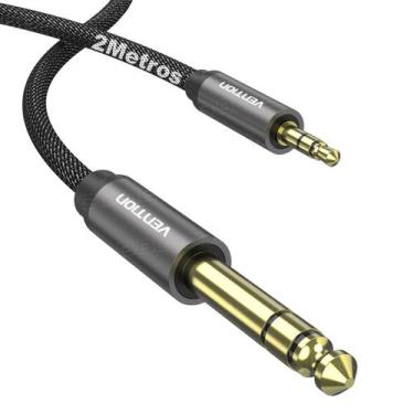 Imagem de Cabo Auxiliar P2 x P10 Profissional Banhado Ouro 2 metros - VENTION