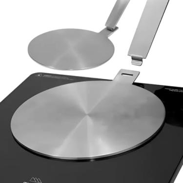 Imagem de Adaptador Chapa Para Fogão De Indução Aço Inox Resistente 14cm Diâmetro Aceita Qualquer Tipo De Panela E Fogão