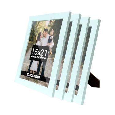 Imagem de Kit 4 Porta Retrato 15x21 A5 Acetato Fotos Moldura Aparador Decoração Quadro (Branco)