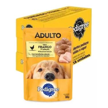 Imagem de Ração Úmida Cães Adultos Frango 100g 18 Sachês Pedigree