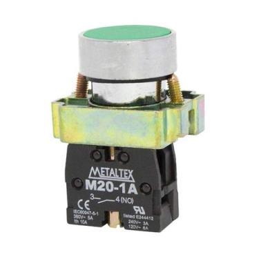 Imagem de Botão Pulsador Verde 1NA M20BFR-G-1A Metaltex, Verde