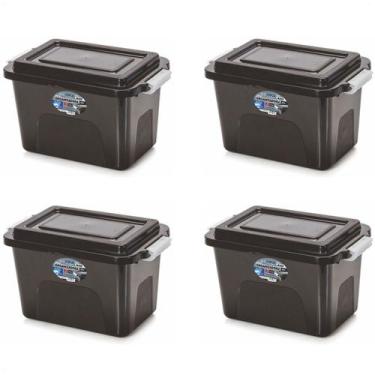 Imagem de Kit 4 Caixas Organizadoras Alta Black 8 L C/ Tampa e Trava - Ercaplast