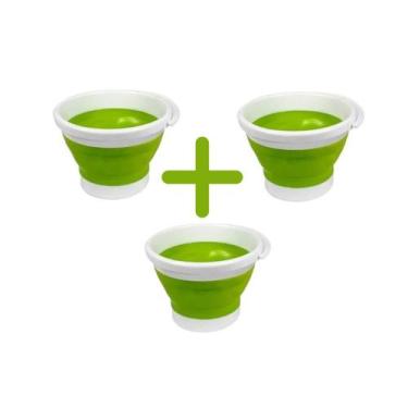Imagem de Kit com 3 Baldes Flexível Retrátil Dobrável Silicone 3 Lts - LIP