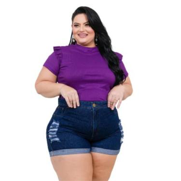 Imagem de Short Jeans Barra Dobrada Plus Size Tamanho Grande - karha Jeans, tama