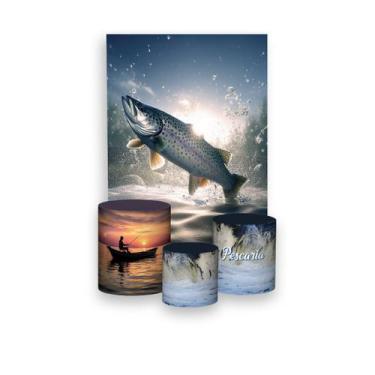 Imagem de Painel De Festa Vertical 1,50 x 2,20 + Trio De Capas Cilindro - Pescar
