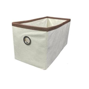 Imagem de Caixa organizadora de Tecido OrganiBox   c/ Ilhós de 14x14x28cm,  Marr
