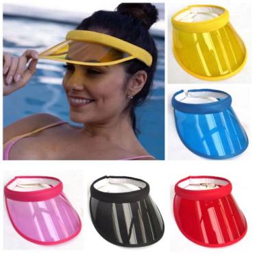 Imagem de Kit 10 Viseira Praia Transparente Piscinas Feminina Carnaval - Viseira