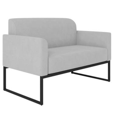 Imagem de Poltrona Namoradeira 2 Lugares Base Industrial Preta Maressa S10 Suede