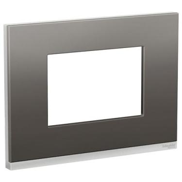 Imagem de Placa 4X2 3 Módulos Metal Grey Orion Class Schneider, Cinza Metalico