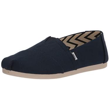 Imagem de TOMS Sapatilha infantil Alpargata sem cadarço casual - azul, Lona de algodão reciclado azul-marinho, 35