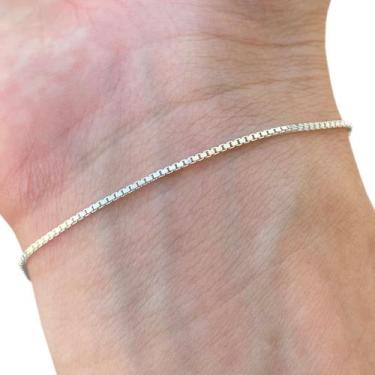 Imagem de Pulseira Feminina Prata 925 Legítima Veneziana Fina Delicada - Hakuna 