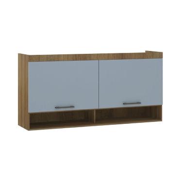 Imagem de Armário Aéreo Maleiro Modulado 165cm 2 Portas Basculantes Paris Avelã Pf Com Grey Sky Pf