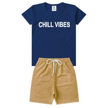 Imagem de Conjunto Infantil Verão Menino Chill Vibes-Azul Marinho - Magia Baby, 