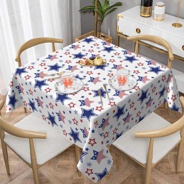 Imagem de AGAYNA Toalha de mesa quadrada de 4 de julho, 152 x 152 cm, azul, vermelho, branco, patriótico, estrelas, coberturas de mesa, resistentes a manchas, dia da independência, para cozinha, jantar, toalha