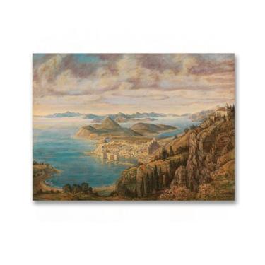 Imagem de LTY ADHML Vista de Dubrovnik. Reprodução de pinturas famosas. Arte de parede em tela. Pôsteres e impressões. Imagem clássica para decoração de casa 60 x 84 cm sem moldura