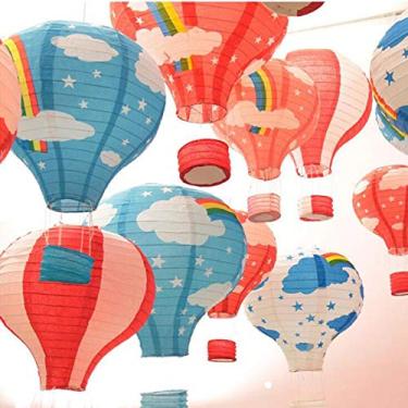Imagem de 10 peças de papel de desenho animado colorido balão de ar quente ornamentos decorativos para chá de bebê, jardim de infância, festa