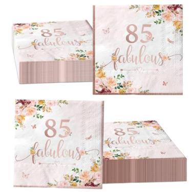 Imagem de Guardanapo de papel faluloso 85 peças - Artigos de festa em ouro rosa descartáveis guardanapos florais de ouro rosa para mulheres aniversário de 85 anos, lembrancinhas de festa de casamento