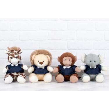 Imagem de Kit Pelucia Safári Provence Leão, Elefante, Macaco E Girafa 22 Cm (MARINHO)