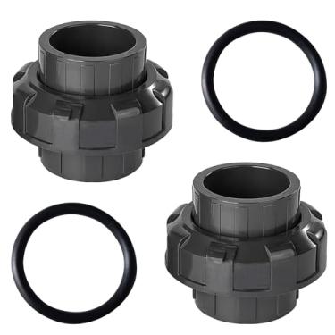 Imagem de 2 peças de encaixe de tubulação de união de PVC, adaptador de acoplamento de união deslizante de PVC de 3,5 cm, conjunto de acessórios de acoplamento de união de PVC com conexão de porta de soquete