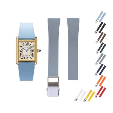 Imagem de Pulseira de borracha de liberação rápida para relógios Cartier, pulseira de borracha FKM para relógios Cartier Santos, várias cores (21 mm, cinza)