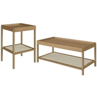 Imagem de Conjunto Mesa De Centro E Mesa Lateral Para Sala Pés Madeira Moss A03 Hanover Roble