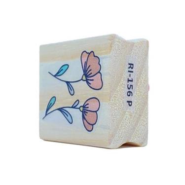 Imagem de Carimbo de Madeira Artesanal - Flores Vermelhas - Cod.RI-156 - Rizzo -