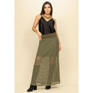 Imagem de Saia Longa Malha SAZ Renda Pescador Verde Militar - Amazonia Vital