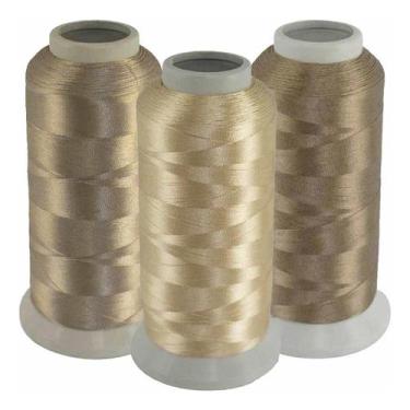 Imagem de Linha Bordar 100% Poliéster 120g Cone 4000m Cor Bege Cáqui - Qian Suo,