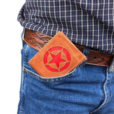 Imagem de Carteira masculina couro estrela linda moderna elegante - Estilo Cowbo