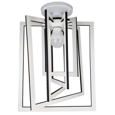 Imagem de Luminária Plafon Madeira MDF Sala Quarto Cozinha Bivolt E27 LED Retâng