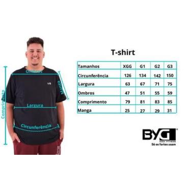 Imagem de T-shirt BYG Plus Size Masculina - BYG Moda Fitness, G3, Masculino, Ver