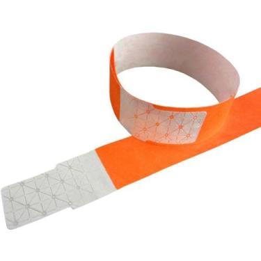 Imagem de Pulseira de Identificação Laranja Fluor TYVEK com Lacre Adesivo - Paco