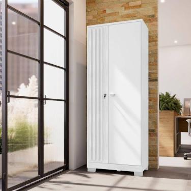 Imagem de Armário Multiuso Guarda-roupa 2 Portas com Chave Virtus Carvalho Branco