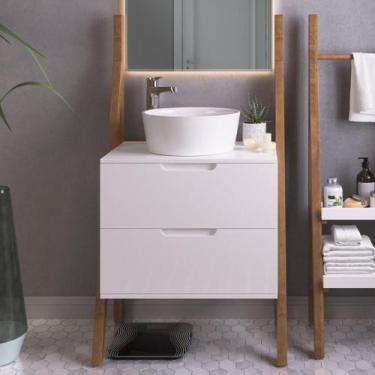 Imagem de Gaveteiro Moderno com 2 Gavetas em Madeira/MDF - Branco/Garapa - P&C A