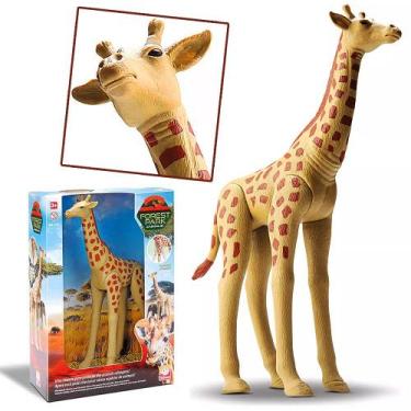 Imagem de Girafa Brinquedo Animal Realista Articulado Em Vinil 28cm - Silmar