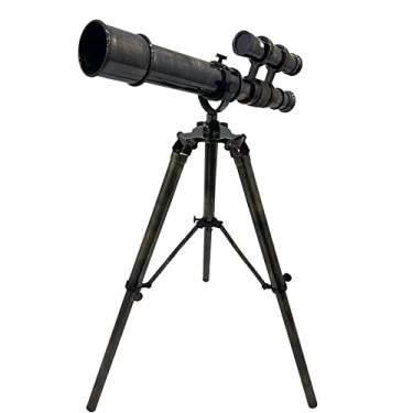 Imagem de Telescópio marinho de latão antigo com tripé ajustável de latão decorativo para casa e escritório duplo barril náutico feito à mão para mesa espião de 25,4 cm