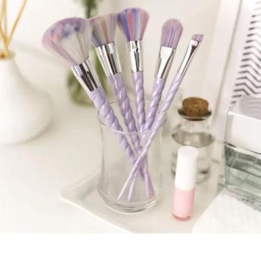 Imagem de Kit de pinceis de maquiagem com 5 unidades unicornios - Lana