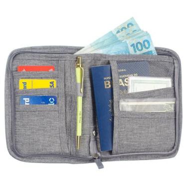 Imagem de Porta Documentos e Passaporte Organizador Viagem Carteira - PGB, Cinza