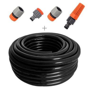Imagem de Kit mangueira siliconada resistente ao sol para jardim preta 20m com e