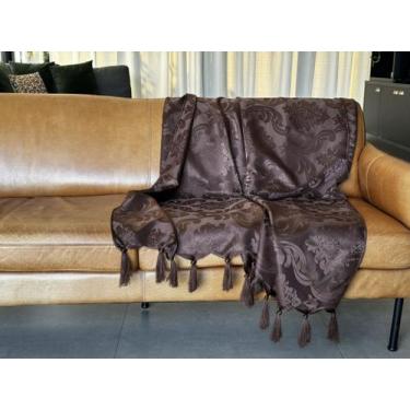 Imagem de Manta Xale Para Sofá 4,00 X 1,40 Tecido Jacquard com Franja  Decorame 