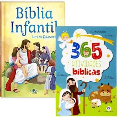Imagem de Bíblia Infantil  Letra Grande  Capa Dura Almofadada + Livro 365 Ativid