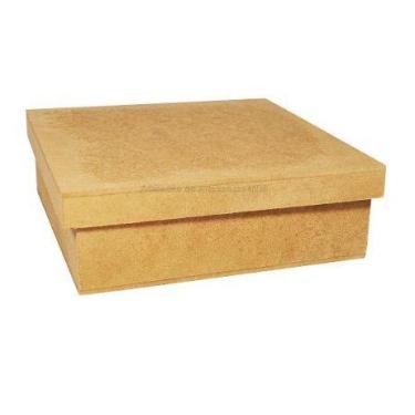 Imagem de Caixa Quadrada Tampa Sapato 12x12x5 Mdf Madeira - Atacadão do Artesana