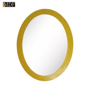 Imagem de Espelho Oval com Moldura Multiuso 31x40 Mdf Madeira Decorada - ATACADÃ