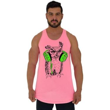 Imagem de Regata Longline Estampada Masculina MXD Conceito Coruja de Fone, Rosa 