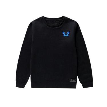 Imagem de Blusão Moletom Infantil Borboleta Personalizado sem Capuz gola Redonda